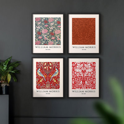 William Morris, reproduction d'art encadrée - ensemble de 4