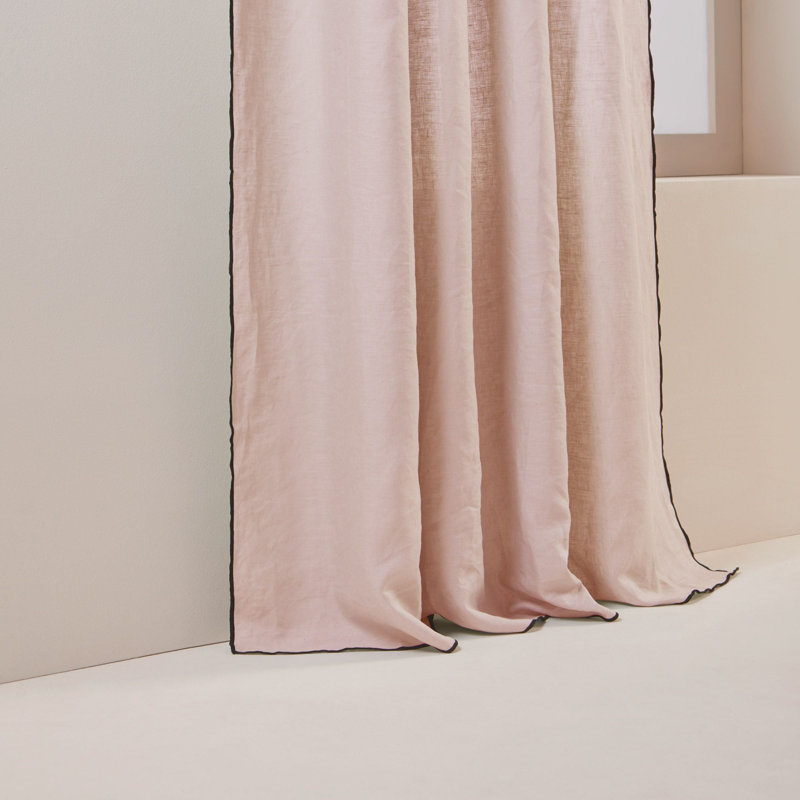 Carlina Linen Curtain Single Panel, Width 350 x Drop 280cm, Pink