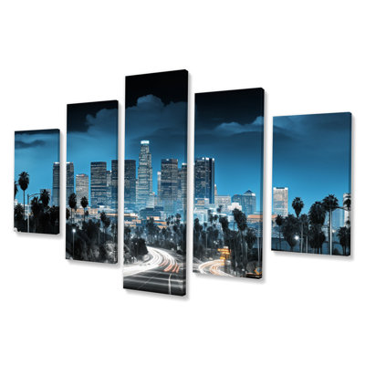 «Black City», art urbain sur toile, 5 panneaux