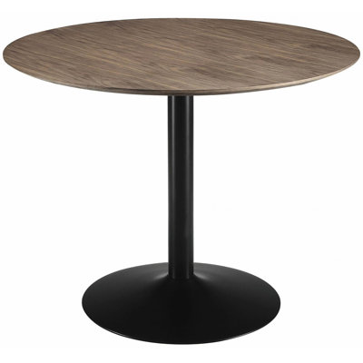 Modern Dining Room Table, 40" Round, Brown Walnut Finish, Metal Pedestal Base For Home Round Table Kitchen & Dining, Base, Style