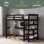 Lit mezzanine simple avec tablettes de rangement et bureau sous le lit-1518073420