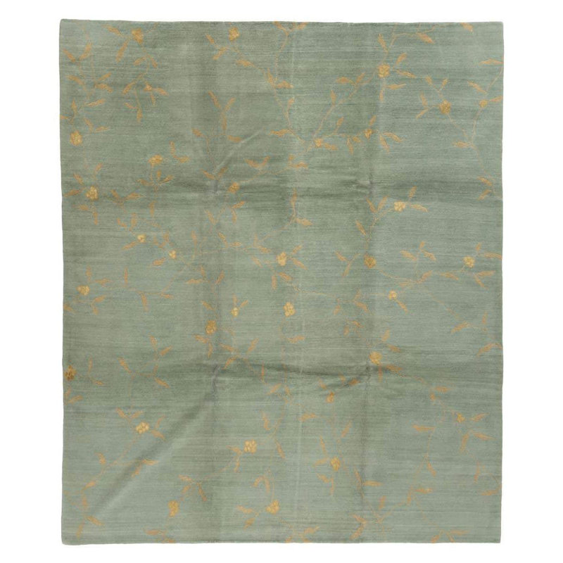 Climbing Floral Area Rug in Blue/Green/Yellow, Rectangle 8' x 10'