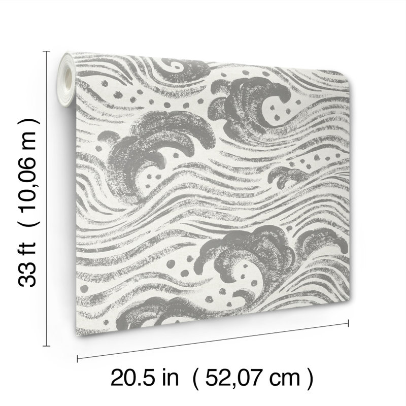 Swell Ocean Wave Wallpaper, Charcoal