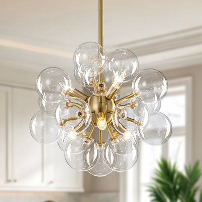 Abdiel 6-Light Sputnik Sphere Bubble Statement Chandelier with 18 Clear Glass Globes