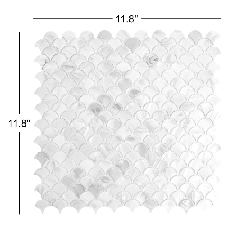 Feuille de mosaïque écaille de poisson en coquillage nacre 1 "x 1", Plage des Caraïbes