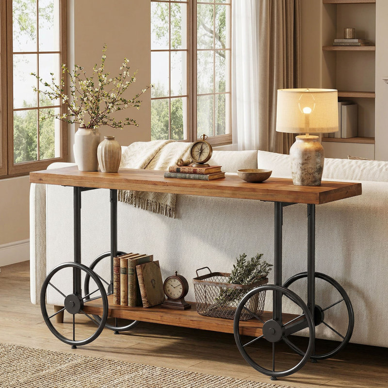 47" Console Table for Entryway with 2-Tier Open Storage Shelf