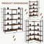 Expandable Corner Bookcase With 5 Tier Shelves, Wooden Storage Rack, Display Bookshelf, Space Saving