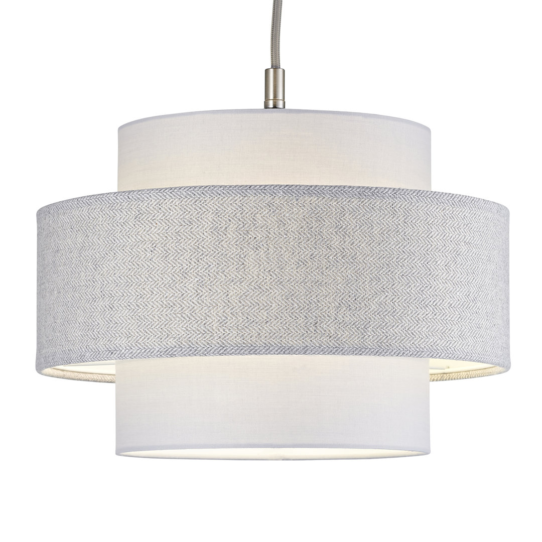 20cm H Linen Drum Pendant Shade ( Screw On ) in Grey