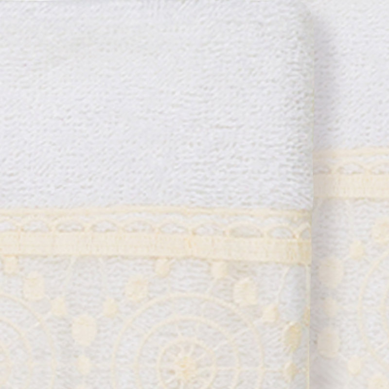  Turkish Cotton Cream Lace Embellished Washcloth