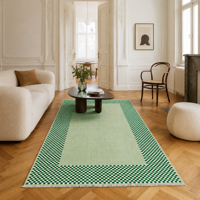 Geometric Cotton and Chenille Flatweave Area Rug, 120 x 180 cm
