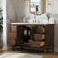 Meuble-lavabo autoportant 48 po avec plateau en quartz blanc et tiroirs à fermeture en douceur Aastha