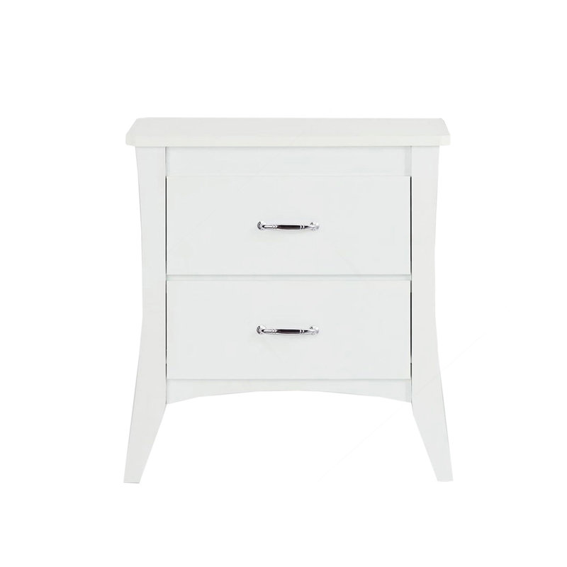Table de chevet en bois aggloméré avec 2 tiroirs au fini blanc