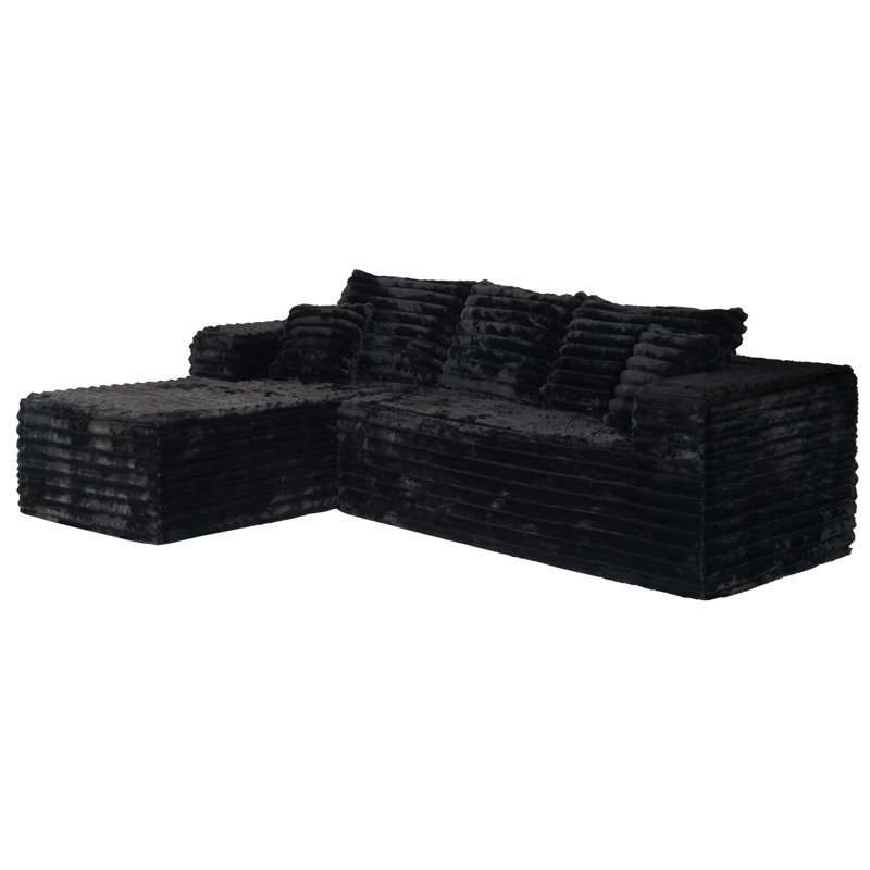 Canapé modulaire avec coussins 2 pièces sans assemblage sans assemblage Boneless Harvill, Noir, noir, noir, noir