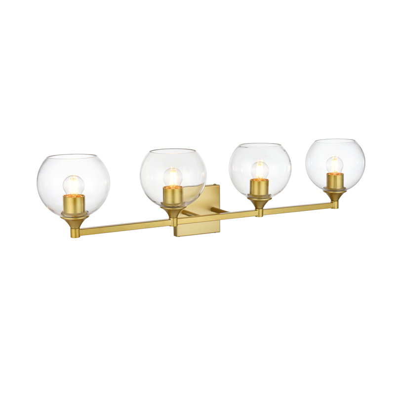 Lumière de meuble-lavabo à intensité variable, Laiton, H 9 po x l 33 po x P 33 po, Quatre lumières