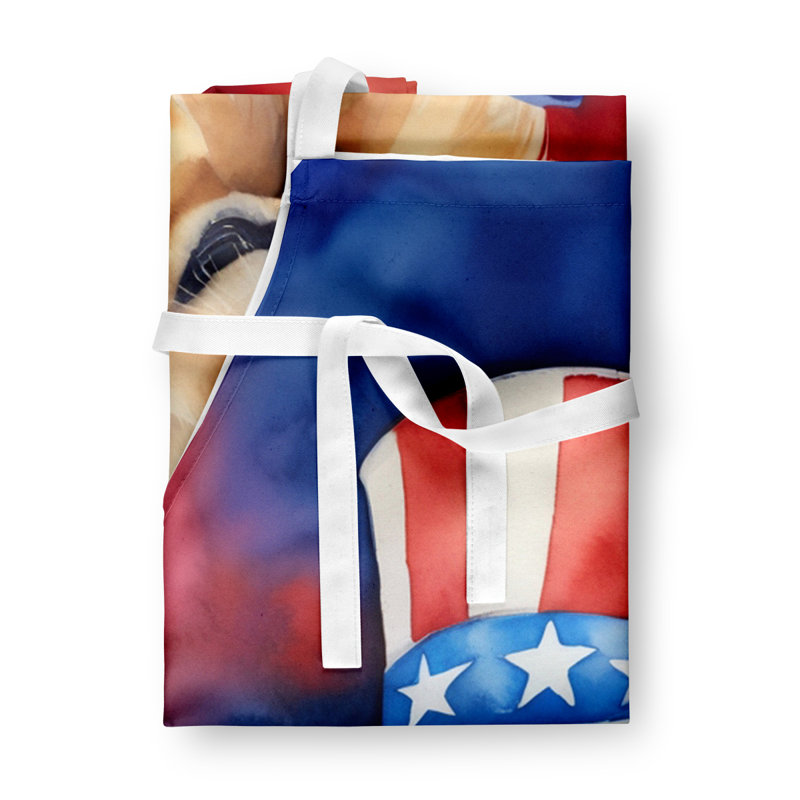 Patriotic American Apron, Brown Golden Retriever