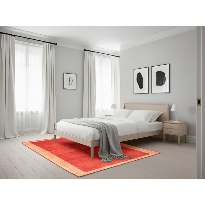 Tapis de zone rouge contemporaine, Rectangle 5 pi x 7 pi