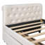 Lit de jour simple beige avec rangement, fabrication en bois massif, rehausse les tiroirs fonctionnels de l'ambiance de la chambre à coucher, soutien solide et design élégant-1030791588