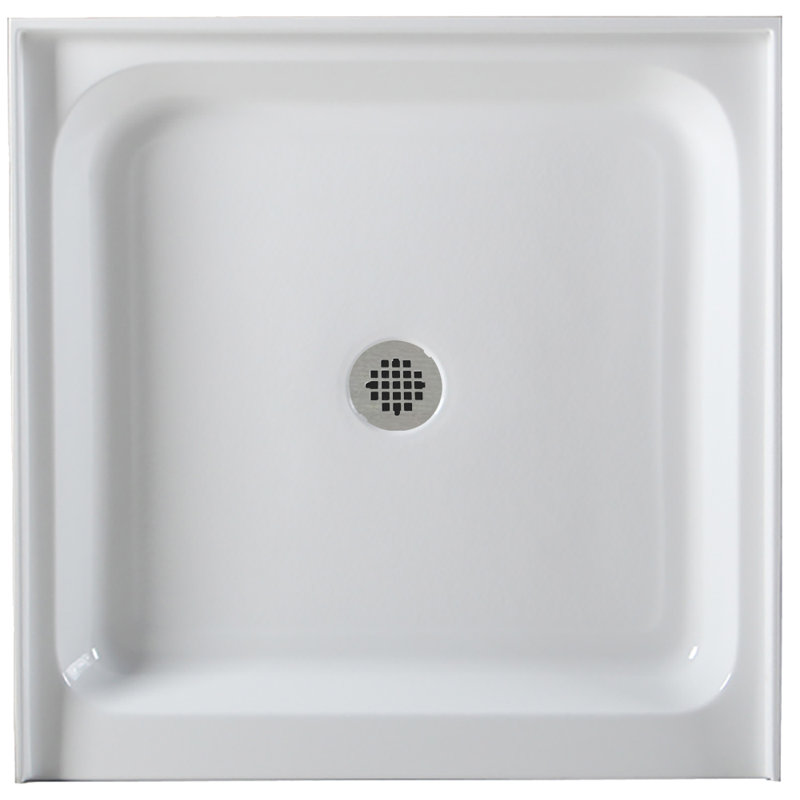 36'' W 36'' D Square Single Shower Base, Satin Nickel