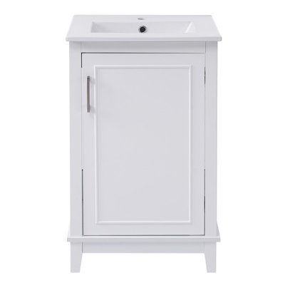 20" Modern Bathroom Vanity with Ceramic Basin, Ample Storage, Soft-Close Door