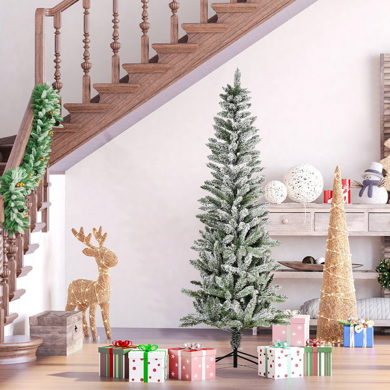Arbre de Noël artificiel pin illuminé enneigé 6 pi avec branches réalistes et 394 pointes