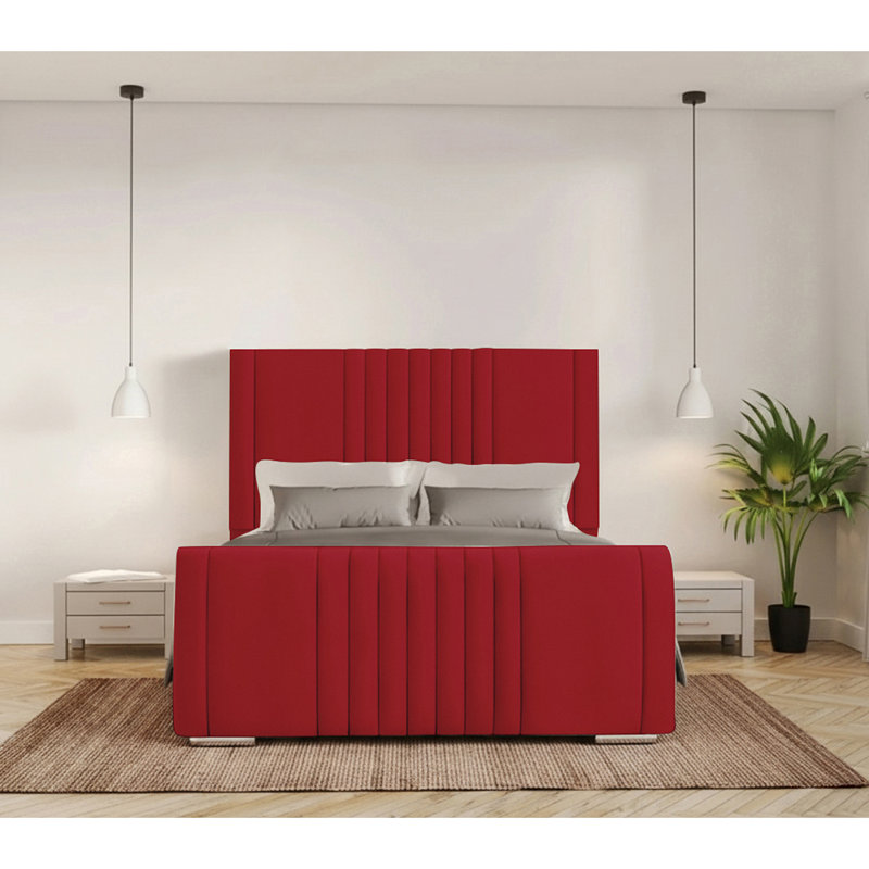 Ganador Upholstered Bed, Small Double (4'), Red