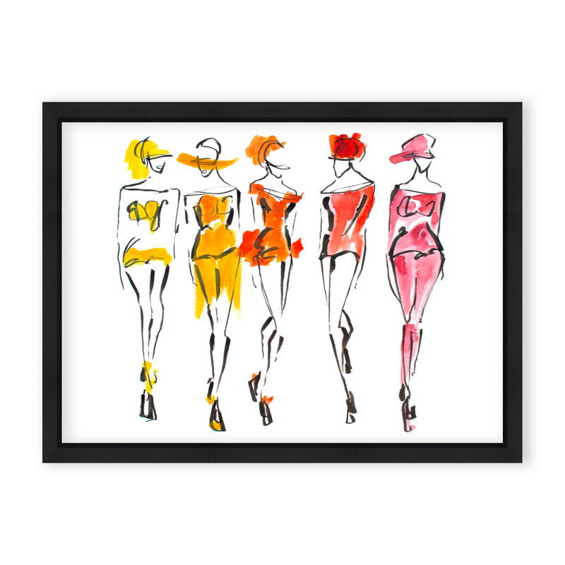Pop Art & Retro Tangerine by  - Picture Frame Painting, 12" H x 16" W x 2.375" D, Framed Canvas, Black