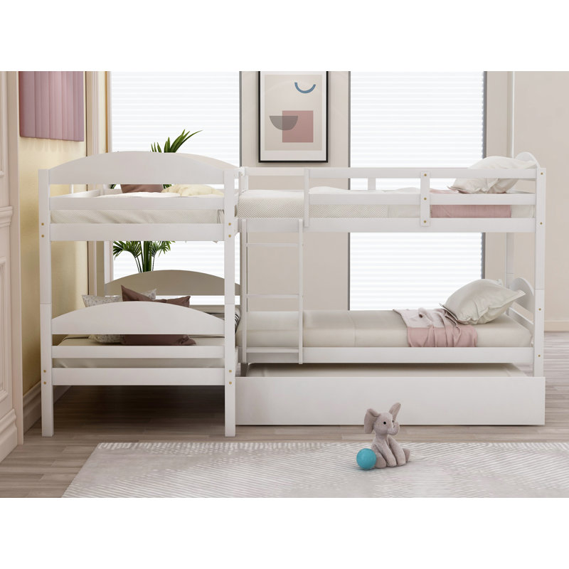 Yarmouth Kids Twin Over Twin Bunk Bed with Trundle, White