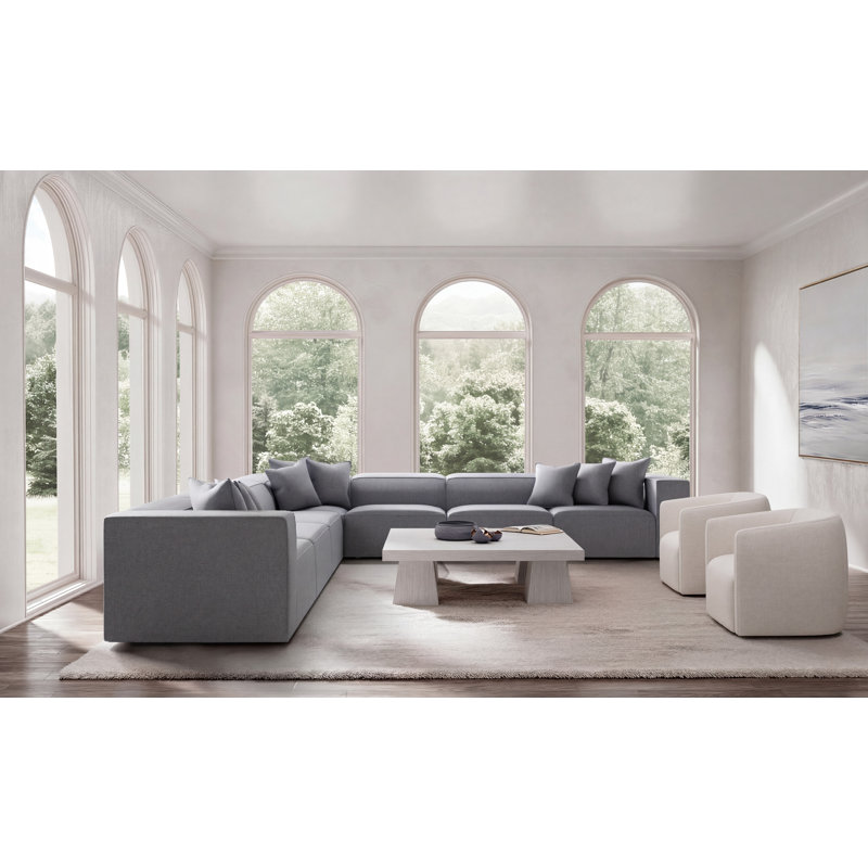 Bernhardt Bliss 4-Piece Fabric Sectional, Teal Polyester, 28" H x 160.5" W x 160.5" D