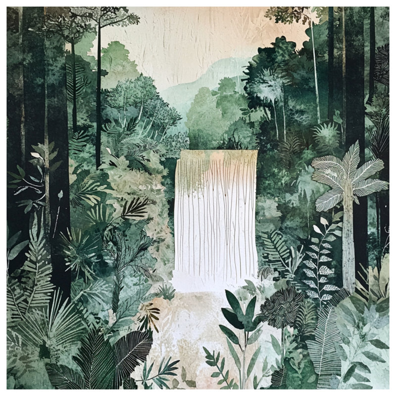 Dense Forest Waterfall Duvet Covers, Twin