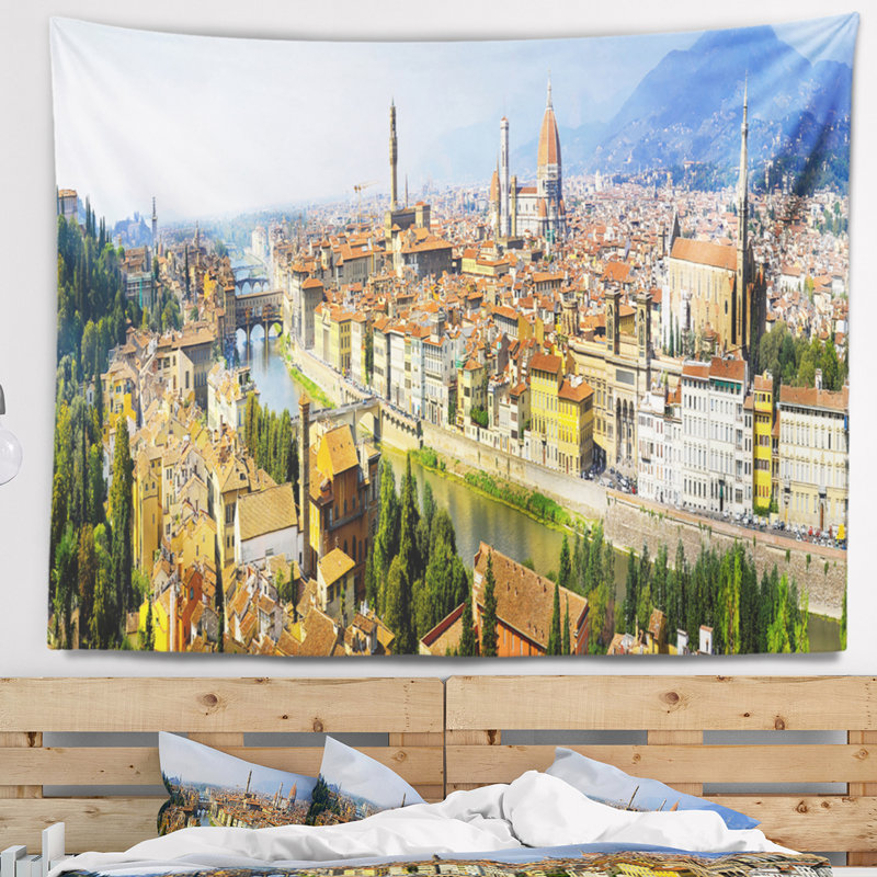 Tapisserie avec paysage urbain de Florence, H 32 po x l 39 po