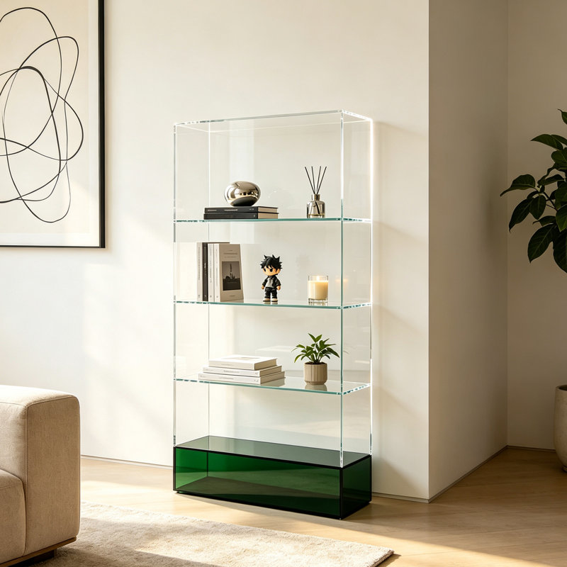 Bibliothèque moderne en acrylique transparent, H 59,06 po x l 31,5 po x P 11,81 po