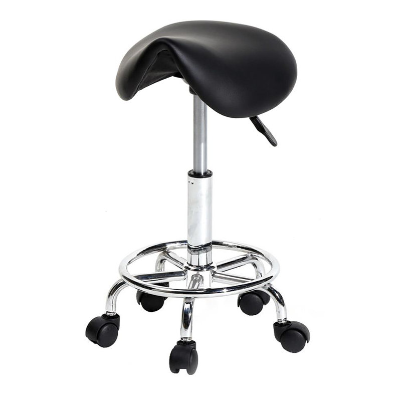 Adjustable Height Ergonomic Lab Stool with Wheels, Black