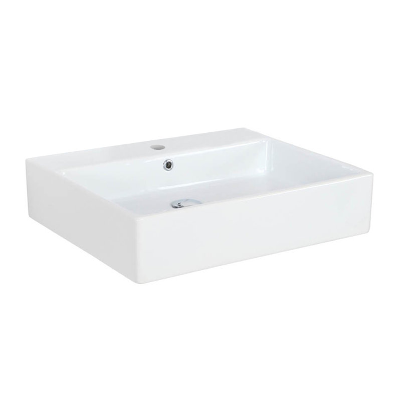 Simple 23.6'' L Bathroom Sink, Single Hole, Glossy White