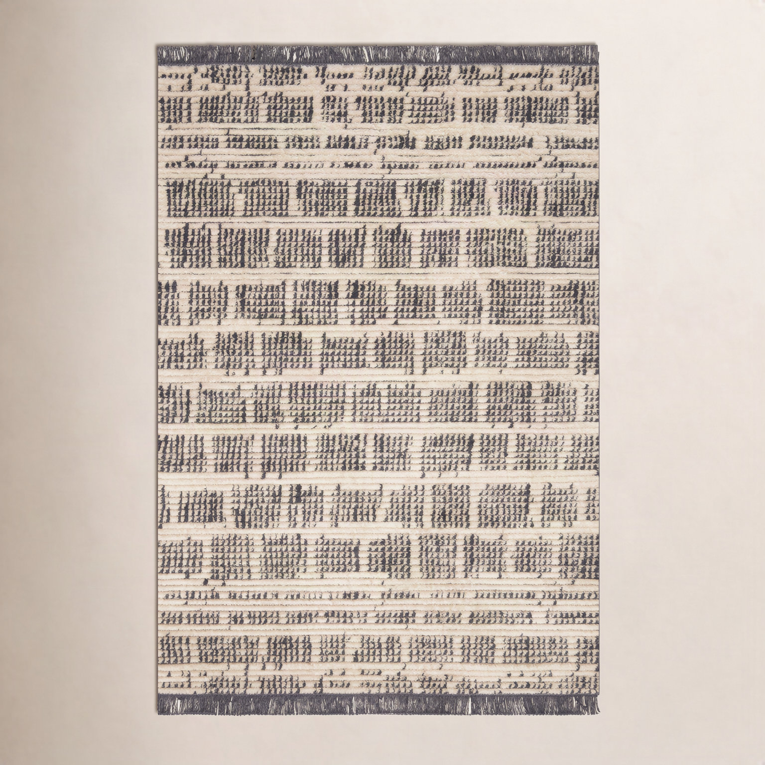 Chris Loves Julia x Loloi Alice Cream Charcoal Rug, Rectangle 5'2" x 7'6"