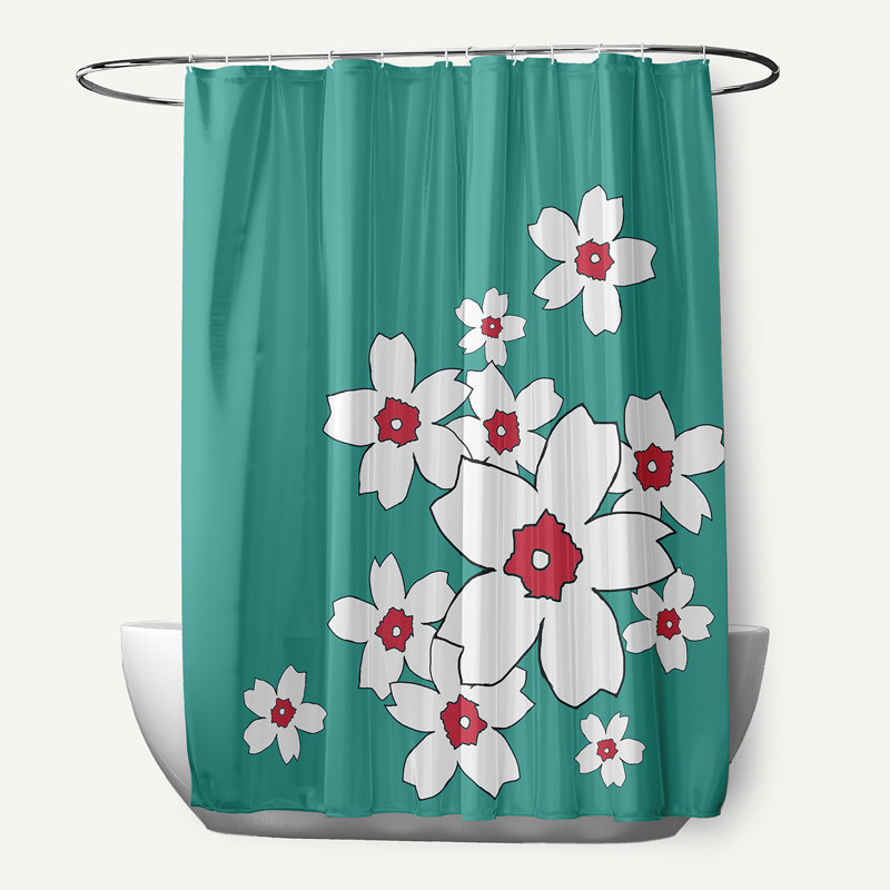 Hiromasa Floral Shower Curtain, Jade