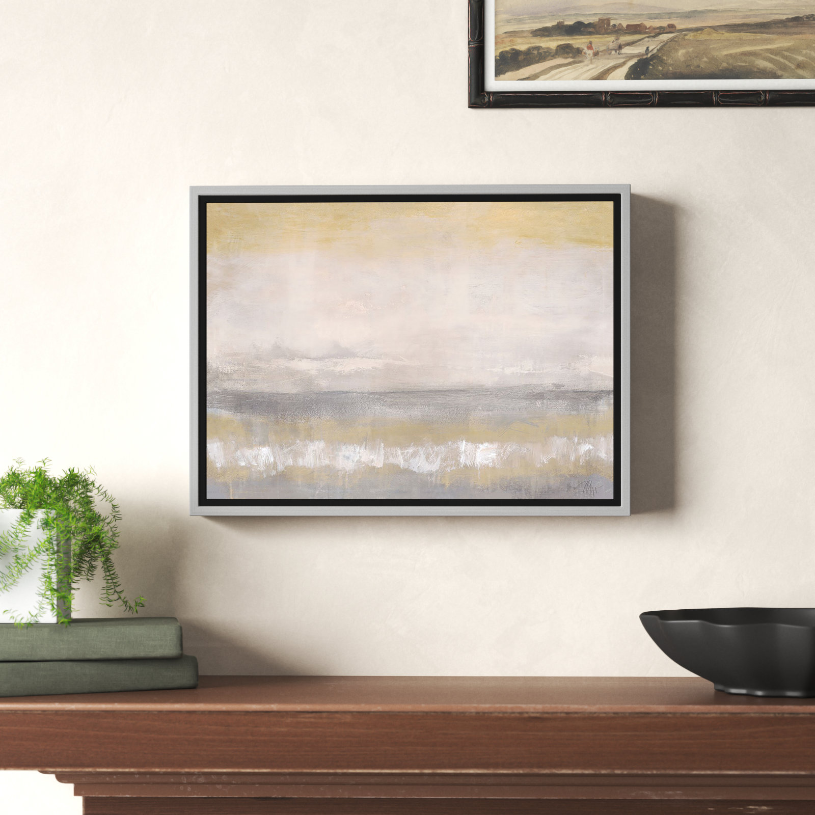 Willadeene "Morning Calm 2" Painting, 12" H x 16" W x 2" D, Silver Framed