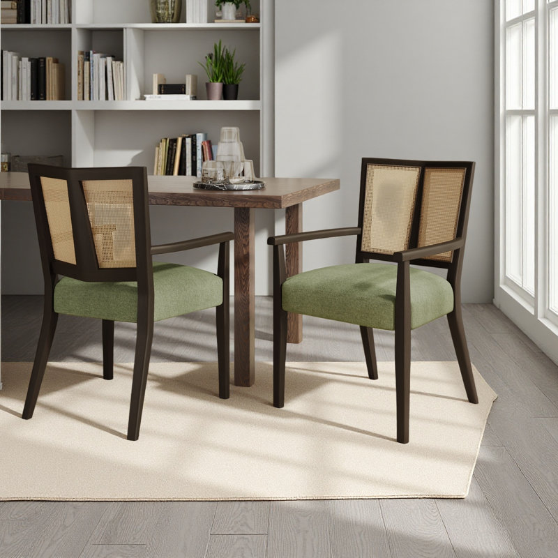Ensemble de 2 chaises de salle à manger, Marron foncé, Vert