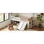 Structure de lit simple avec tablette de rangement, structure de lit en bois avec glissière et échelle, lit plateforme simple avec garde-corps, aucun sommier requis, assemblage facile, blanc