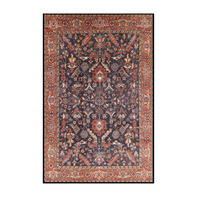 Tapis oriental bleu marine / rouge