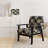 Cobalt Blue Scrollwork Swirls Victorian Pattern II - Upholstered Floral Accent Chair-1244381035