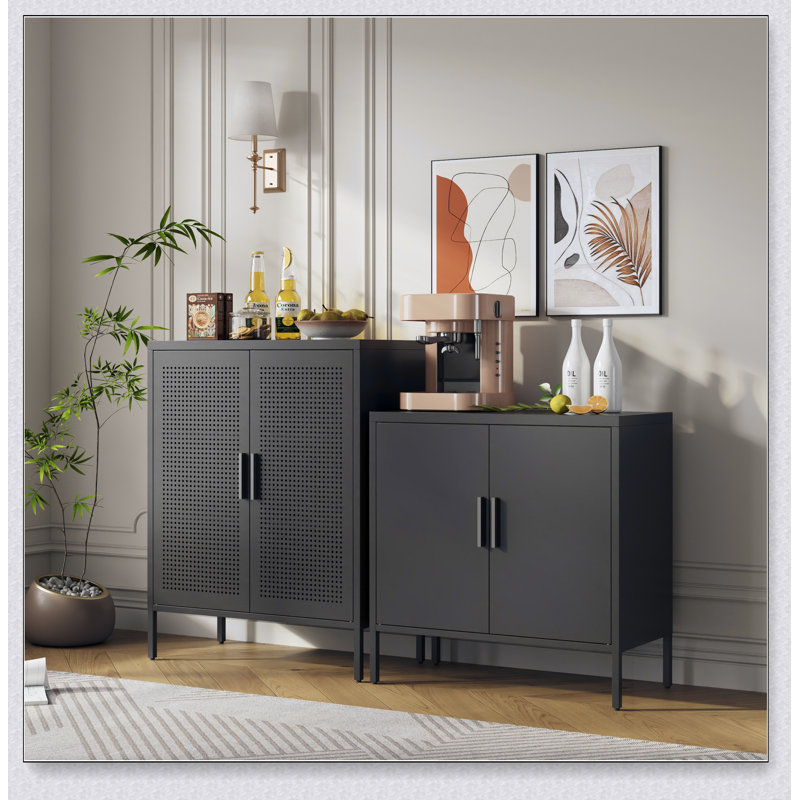 Metal Storage Cabinet with 2 Doors and 2 Adjustable Shelves, Steel Storage Cabinet