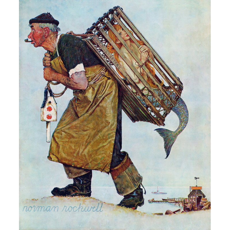 « sirène » par norman rockwell, reproduction d’art sur toile tendue, H 29 po x l 24 po