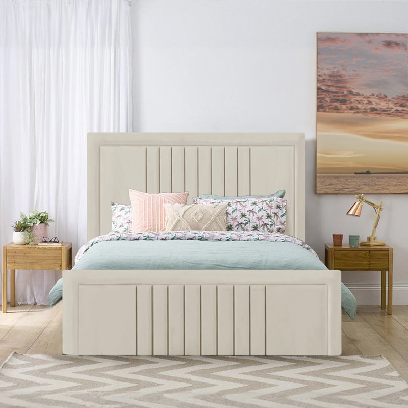 Niels Upholstered Ottoman Storage Bed, Cream, Small Double (4')