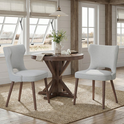18.3'' Seat Height Modern Upholstered Wingback Dining Chair with Solid Wood Legs