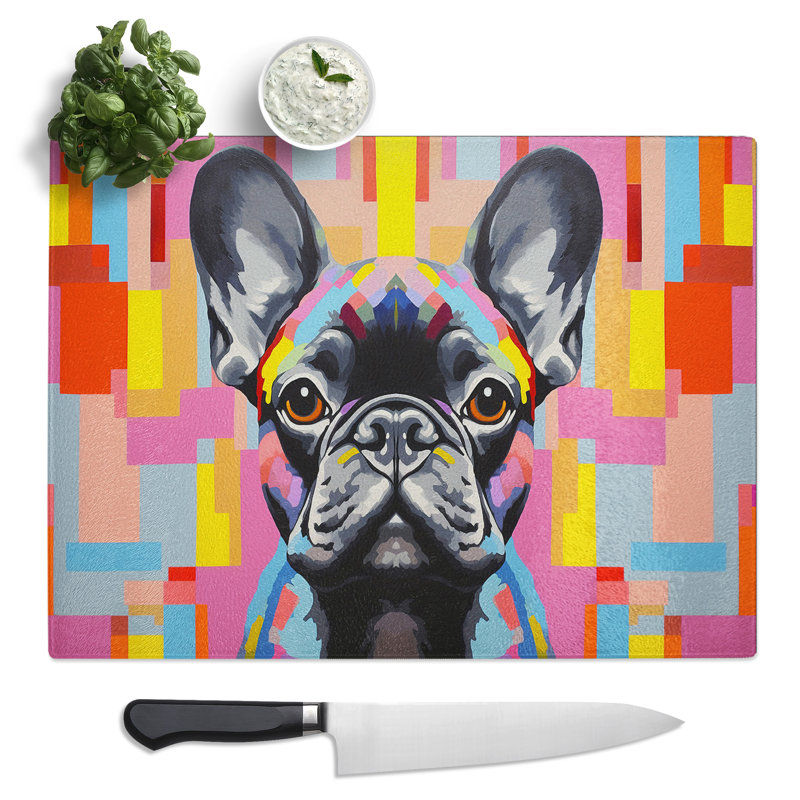 French Bulldog Hard Edge  Glass Chopping Board