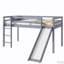 Lit mezzanine bas en bois d'hévéa avec glissade-1727887880