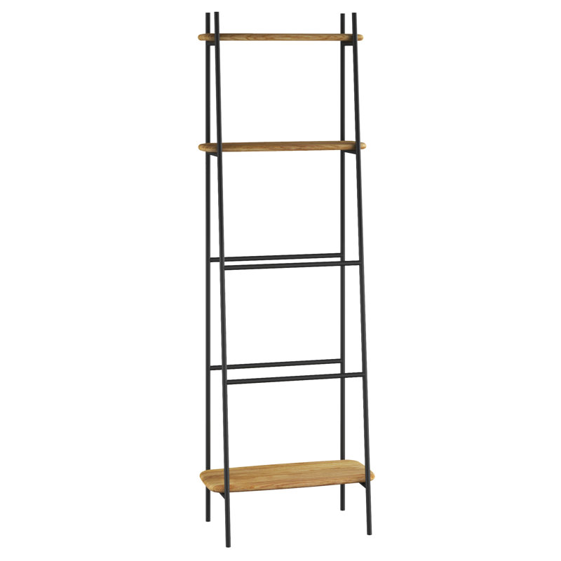 Lonon 3 Freestanding Towel Stand, Natural Oak Wood/Black