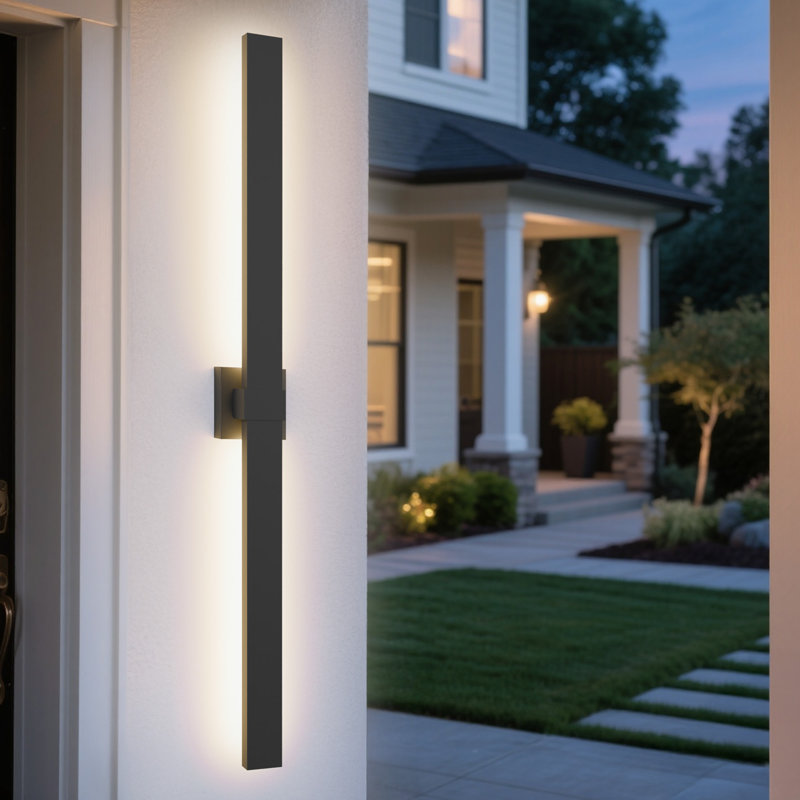  Jeanique IronLED Outdoor Wall Light, Matte Black, 47.2" H x 2.5" W x 2.79" D