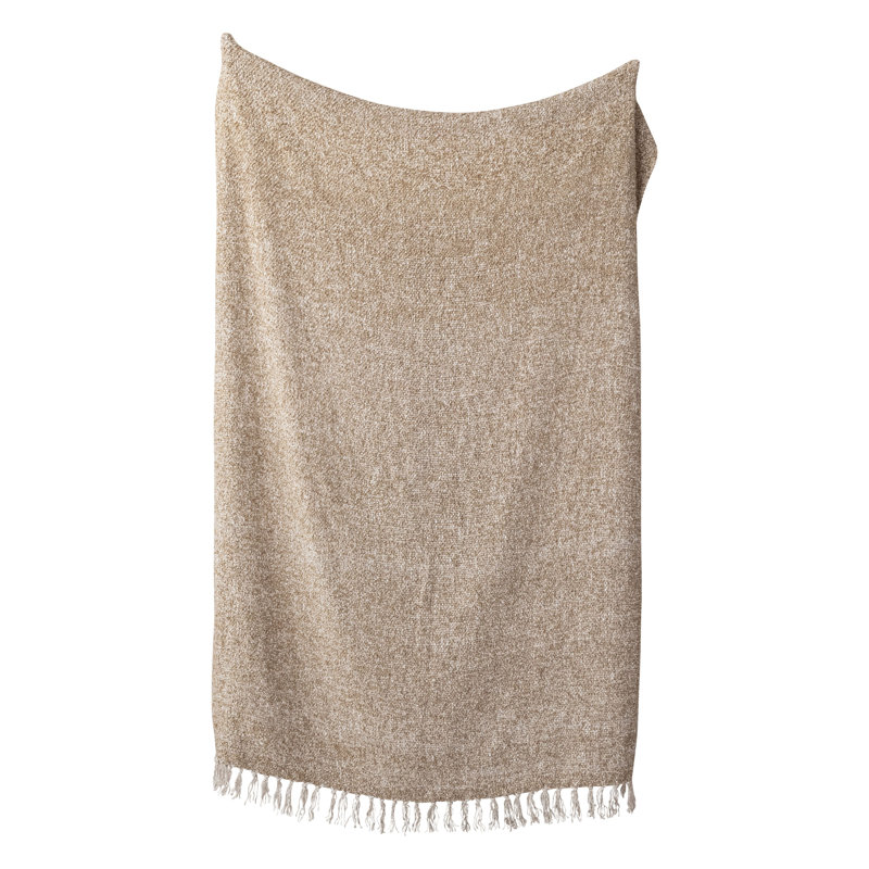 Jeté en mélange d'acrylique tissé avec frange