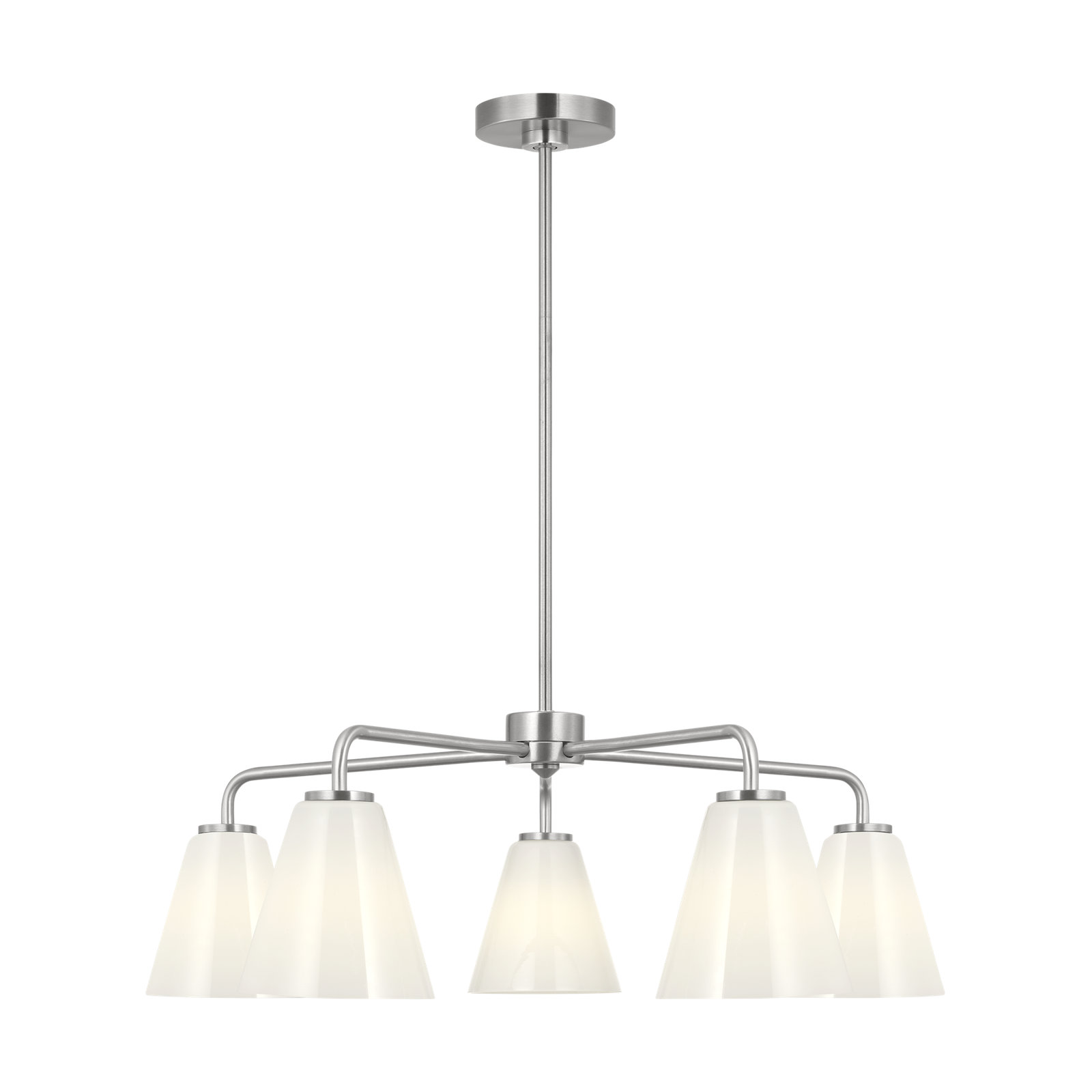 Hayden 5-Light Chandelier, White, Brushed Nickel